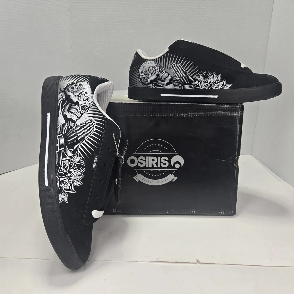 Osiris Serve x Maxx242 Prayers Black and White Graphic Sneakers Men's Size 8.5